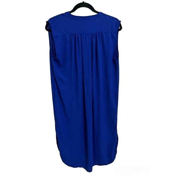 J. Crew Dress Size 8 Womens Blue Sleeveless Collared Lightweight Midi Pockets - Picture 2 of 5